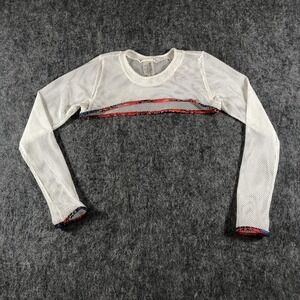 Matte Collection Mesh Swim‎ Shirt Women's Medium White Sheer Long Sleeve Crop